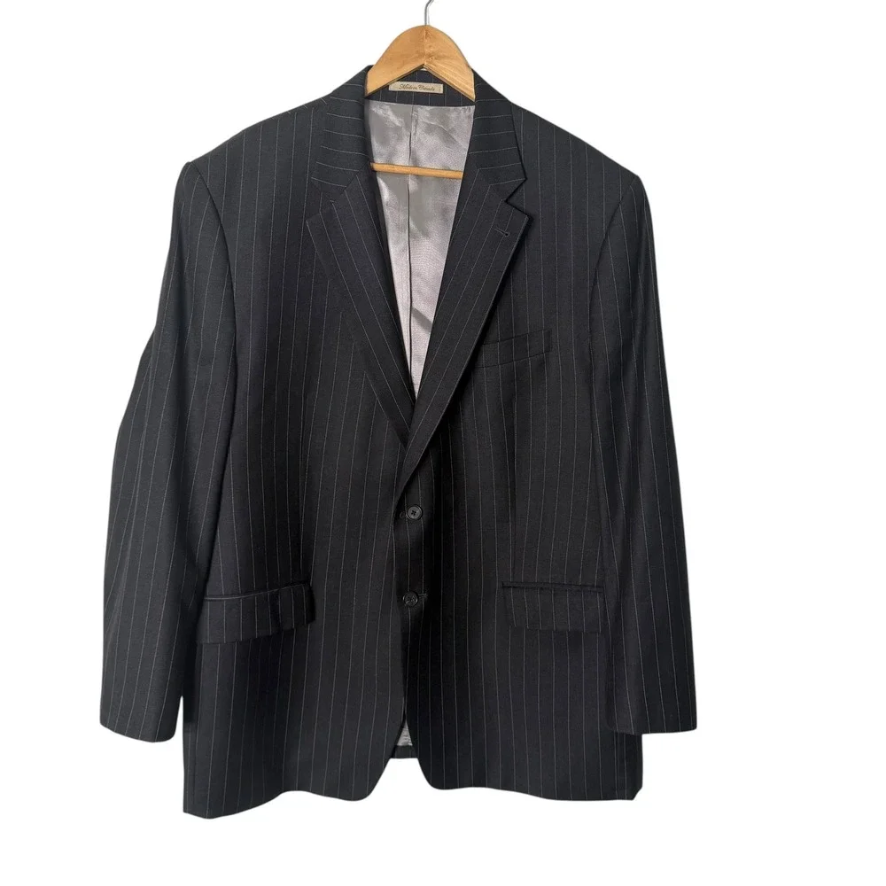 Vitale Barberis Canonico Mens Pinstriped Blazer Suit Jacket Size 50R‎ Super 110s